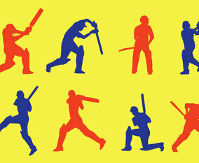 Cricket Player Silhouette Vector Pack