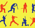 Cricket Player Silhouette Vector Pack