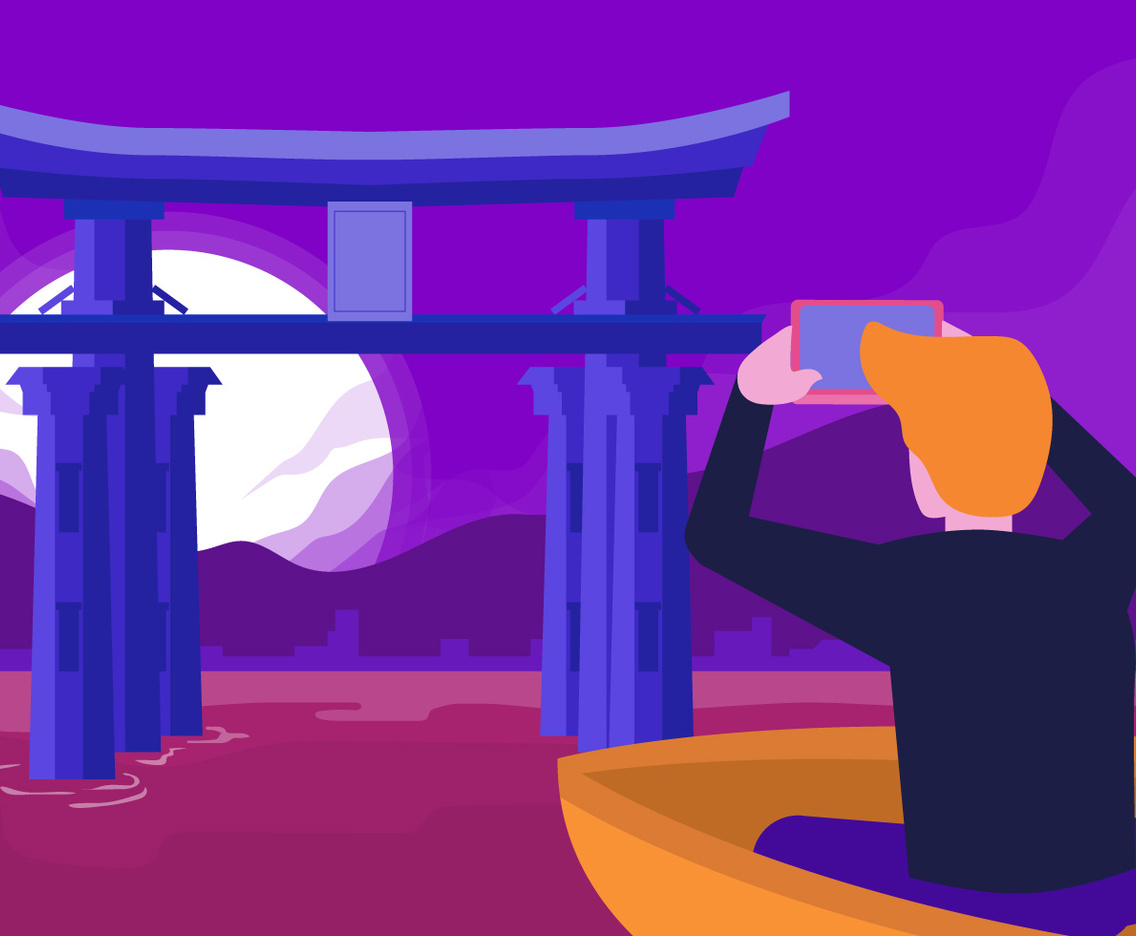 Visit Japan Vector Flat Illustration