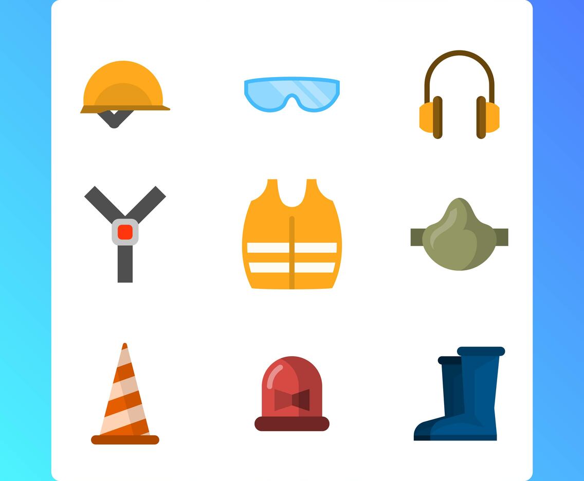 Flat Personal Protective Equipment for Construction Vector Illustration