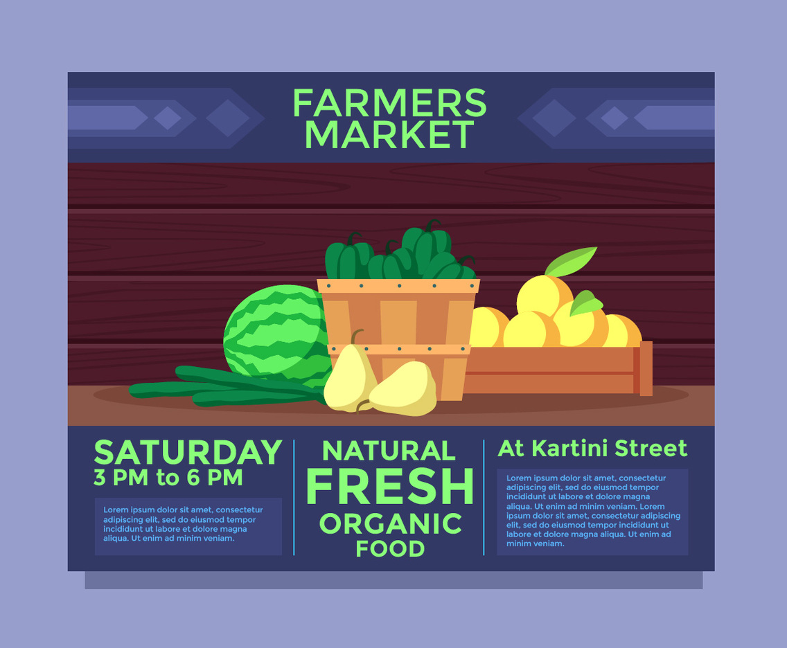 Landscape Flyer Design Farmers Market Vector