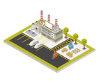 Isometric Industrial Buildings Set Vector Illustration