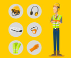 Personal Protective  Equipment Character Icons Set
