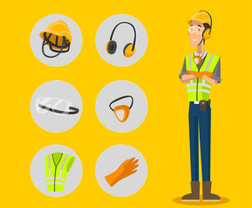 Personal Protective  Equipment Character Icons Set