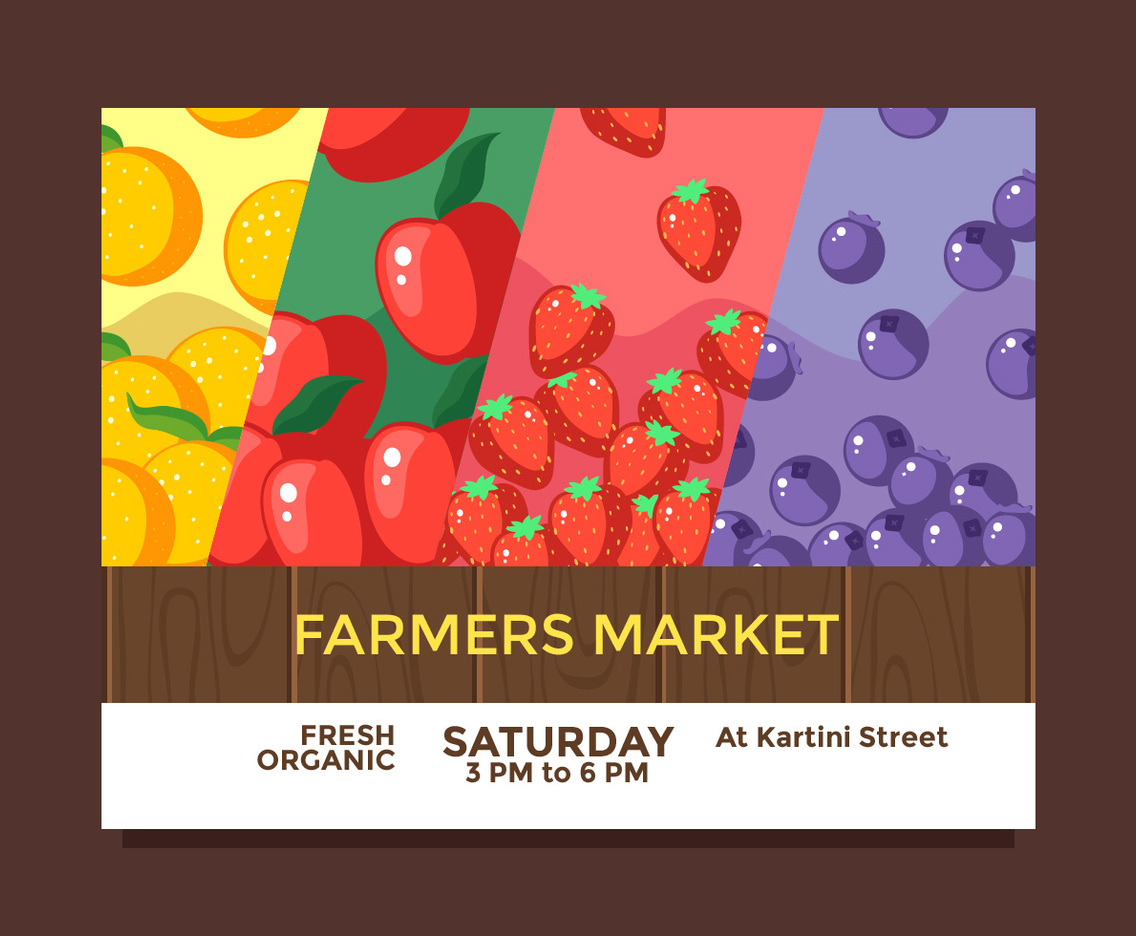 Flyer Design Fruits Farmers Market Vector