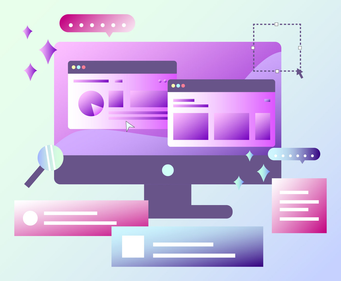 Desktop With Graphic Design Software Vector