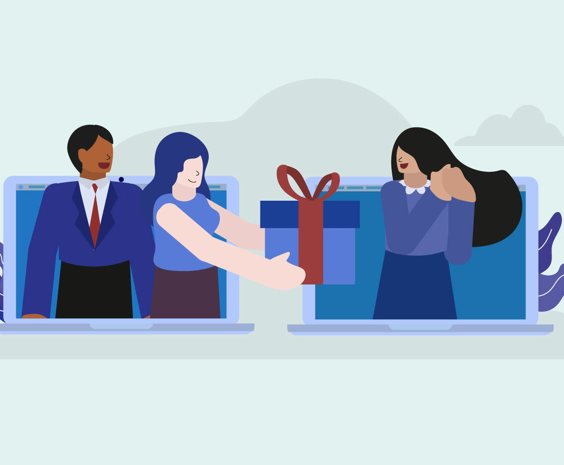 Online Virtual Gift Vector Illustration