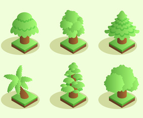 Isometric Tree Clipart Set Vector