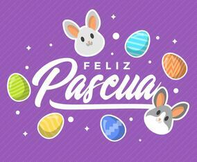 Flat Modern Purple Feliz Pascua Lettering Typography Vector Background