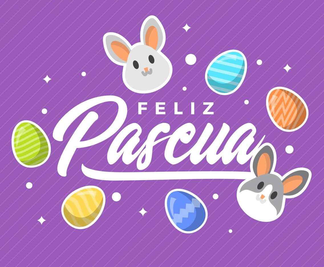 Flat Modern Purple Feliz Pascua Lettering Typography Vector Background