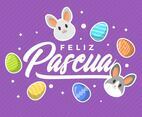 Flat Modern Purple Feliz Pascua Lettering Typography Vector Background