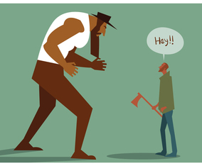 Axe Man VS Giant Man Vector