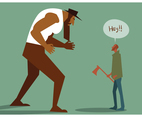 Axe Man VS Giant Man Vector
