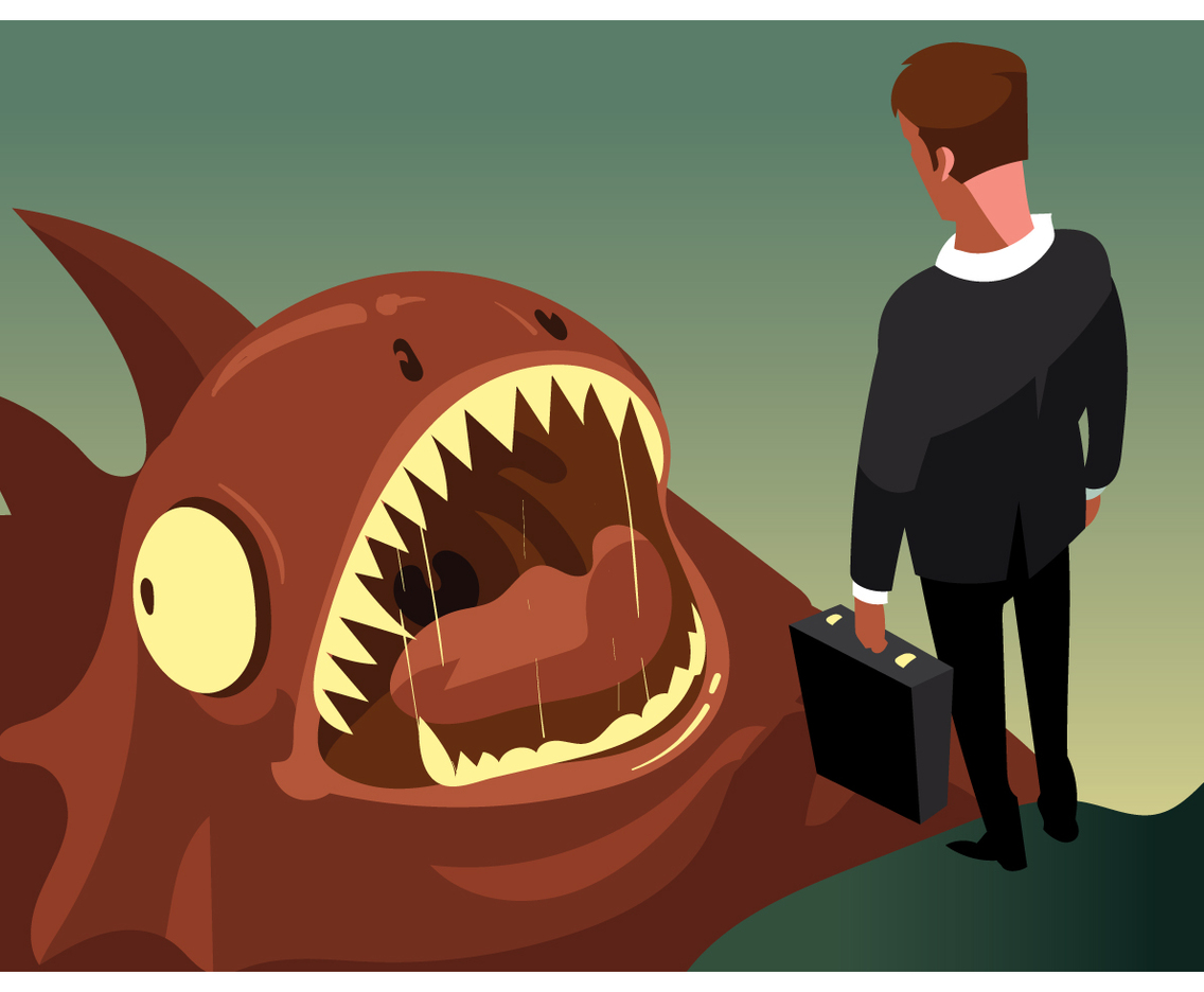 Businessman VS Monster Vector