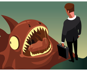 Businessman VS Monster Vector