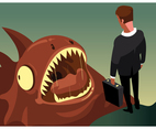 Businessman VS Monster Vector