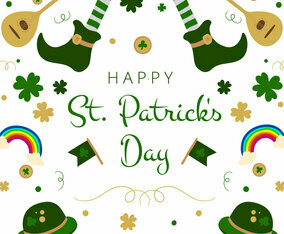 Cute Irish Shoes, Rainbow, Clovers, Guitar And Hat About St. Patrick's Day