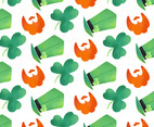 Cute Irish Pattern With Clover, Orange Beard And Irish Hat