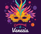 illustrations of Venetian Painted Carnival Facial Masks for a Party Decorated