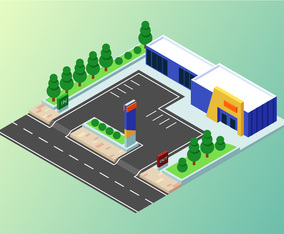 Isometric Industrial Buildings Set Vector