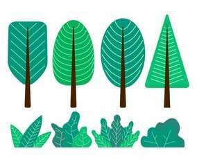 Tree Clipart Set Vector Illustration