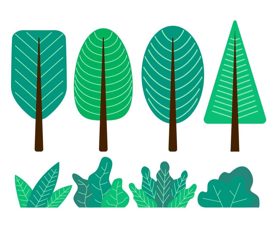 Tree Clipart Set Vector Illustration
