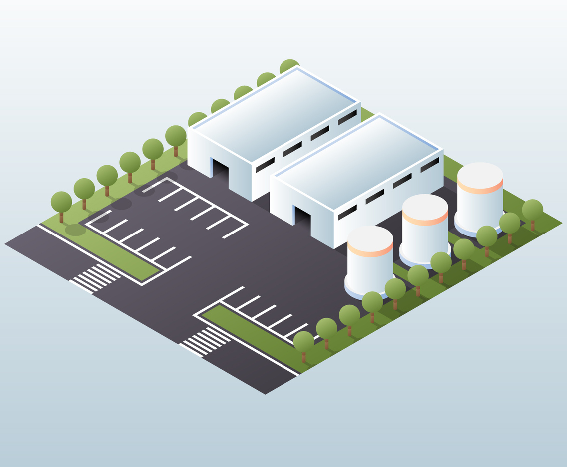 Warehouse Industrial Area Isometric Concept Illustration