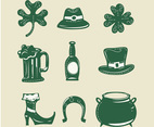 Set of 9 design elements on Saint Patrick's Day theme grunge style