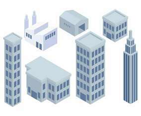 Isometric Industrial Buildings Set Vector