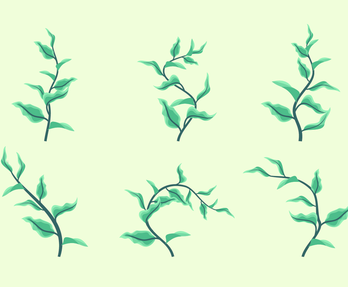 Green Leaves Clipart Vector Set