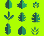 Flat Green Leaves Clipart Set Vector