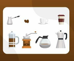 Flat Modern Coffee Vector Clipart Element