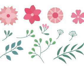Flower Clipart Set Vector Illustration