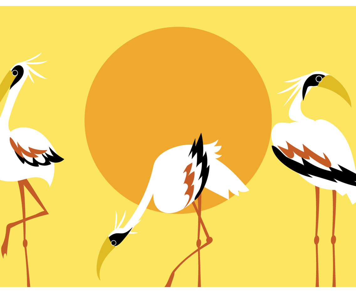 Cranes Clipart Set Vector