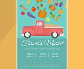Flat Local Farmer's Market Flyer Vector Template