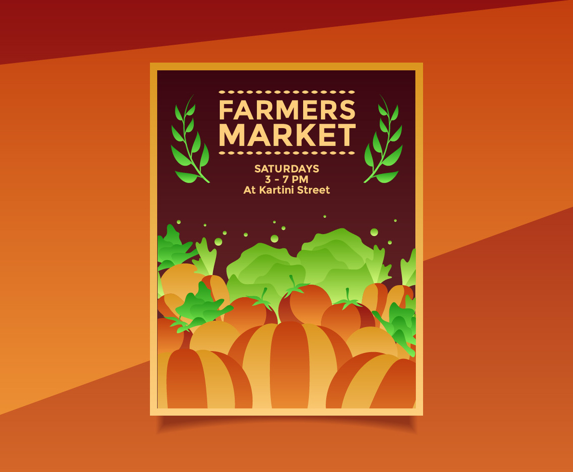 Flyer Design Farmers Market Template Vector