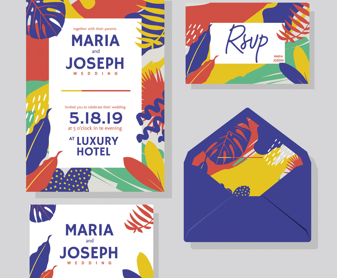 Wedding Invitation  Template Vector  Set