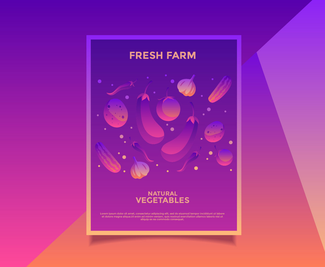 Flyer Design Vegetarian Farmers Market Vector