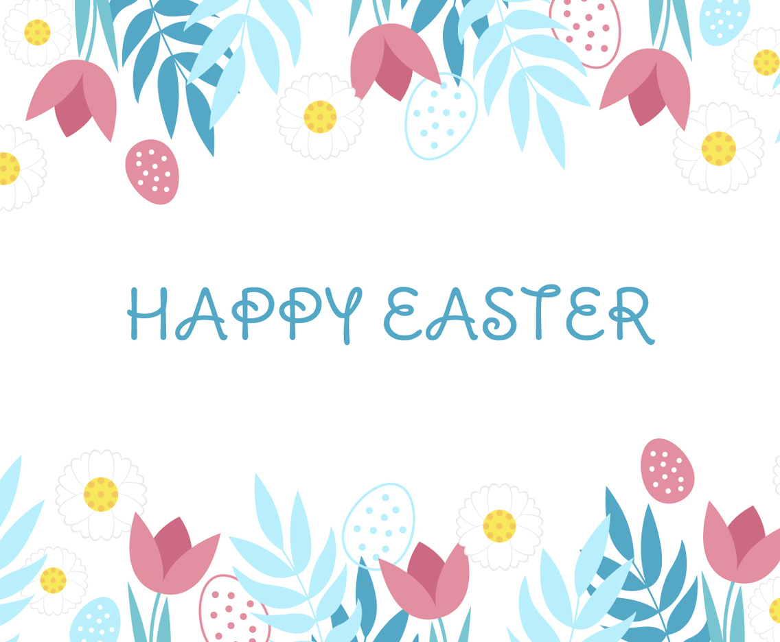 Easter Floral Seamless Border