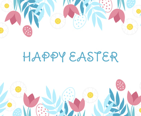 Easter Floral Seamless Border