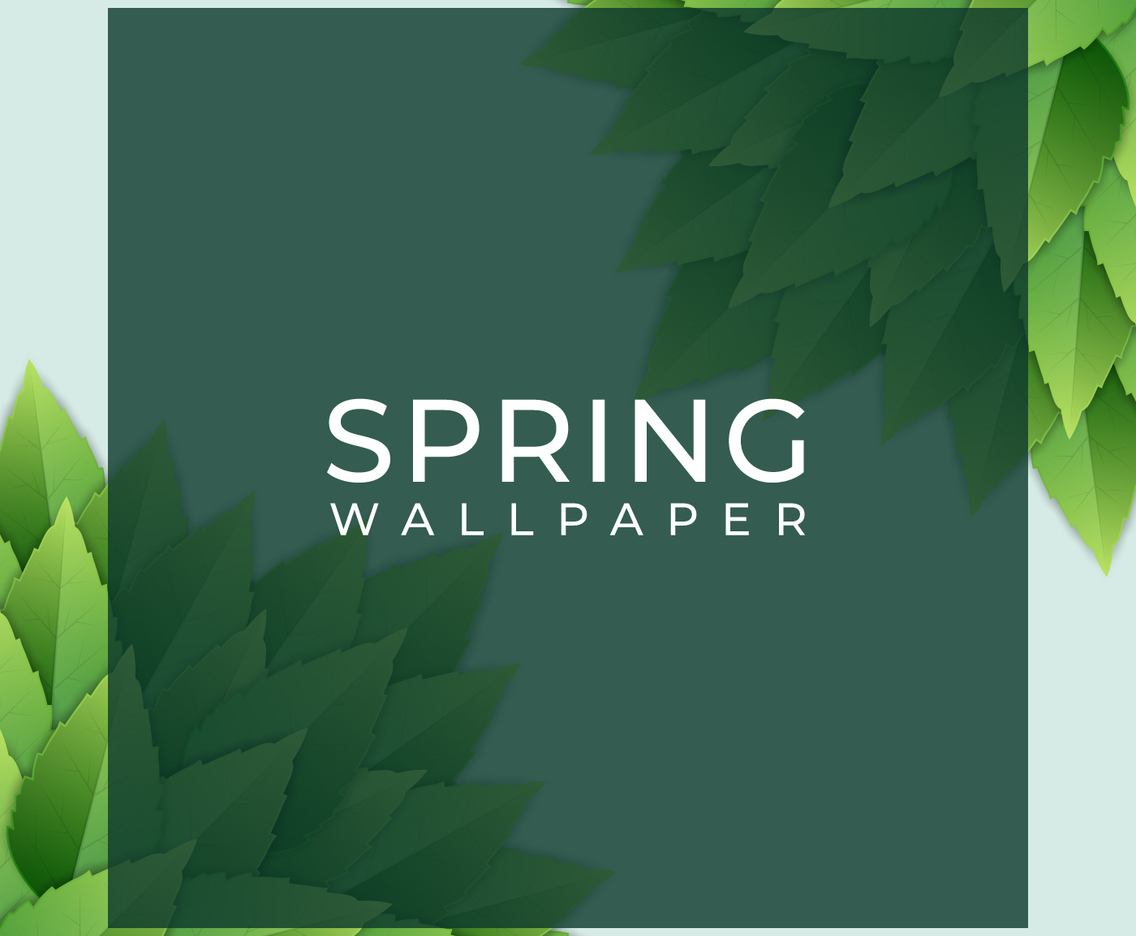 Spring Design Square Element With Green Leaves Background