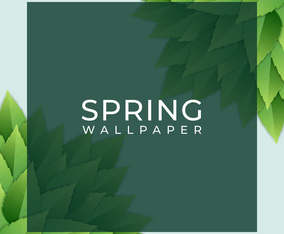 Spring Design Square Element With Green Leaves Background