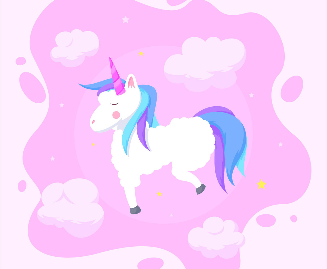 pink unicorn in the clouds