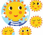 Cute Sun Clipart Vector Pack