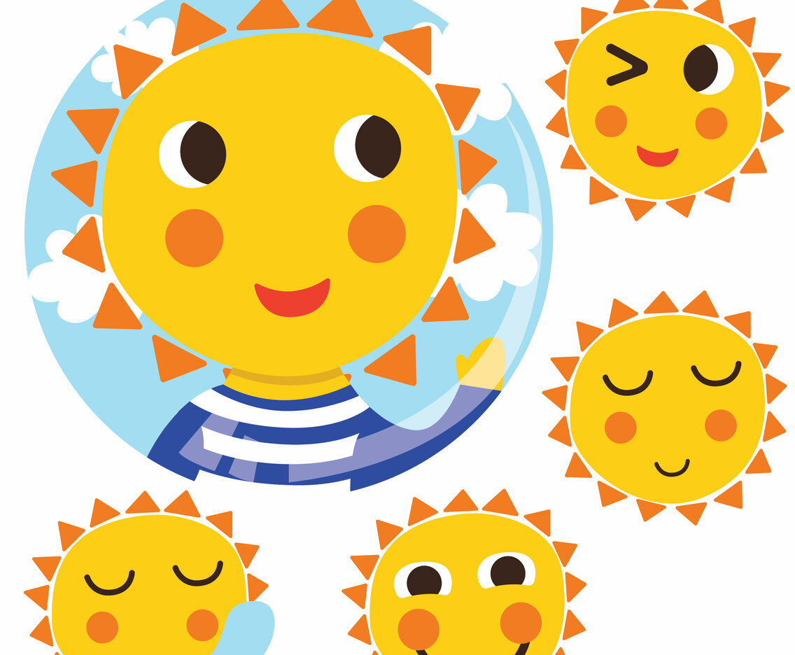 Cute Sun Clipart Vector Pack