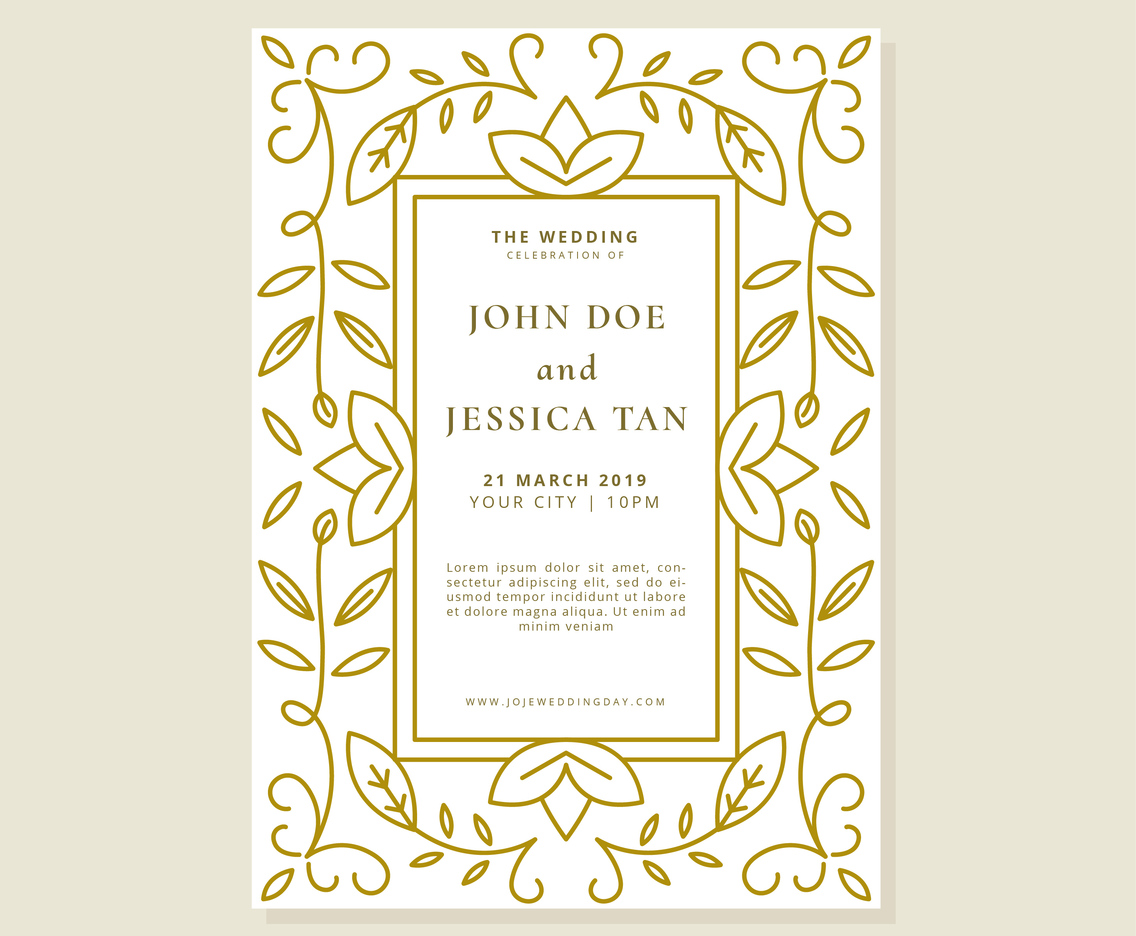 Wedding Invitation Card Vector Template