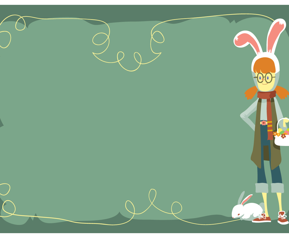 Cute Girl With Easter Egg Basket And Bunny Hat Costum Vector