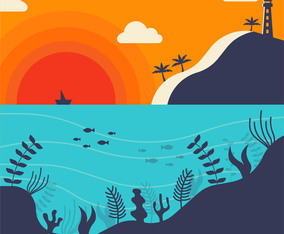 The Ocean and Underwater Vector