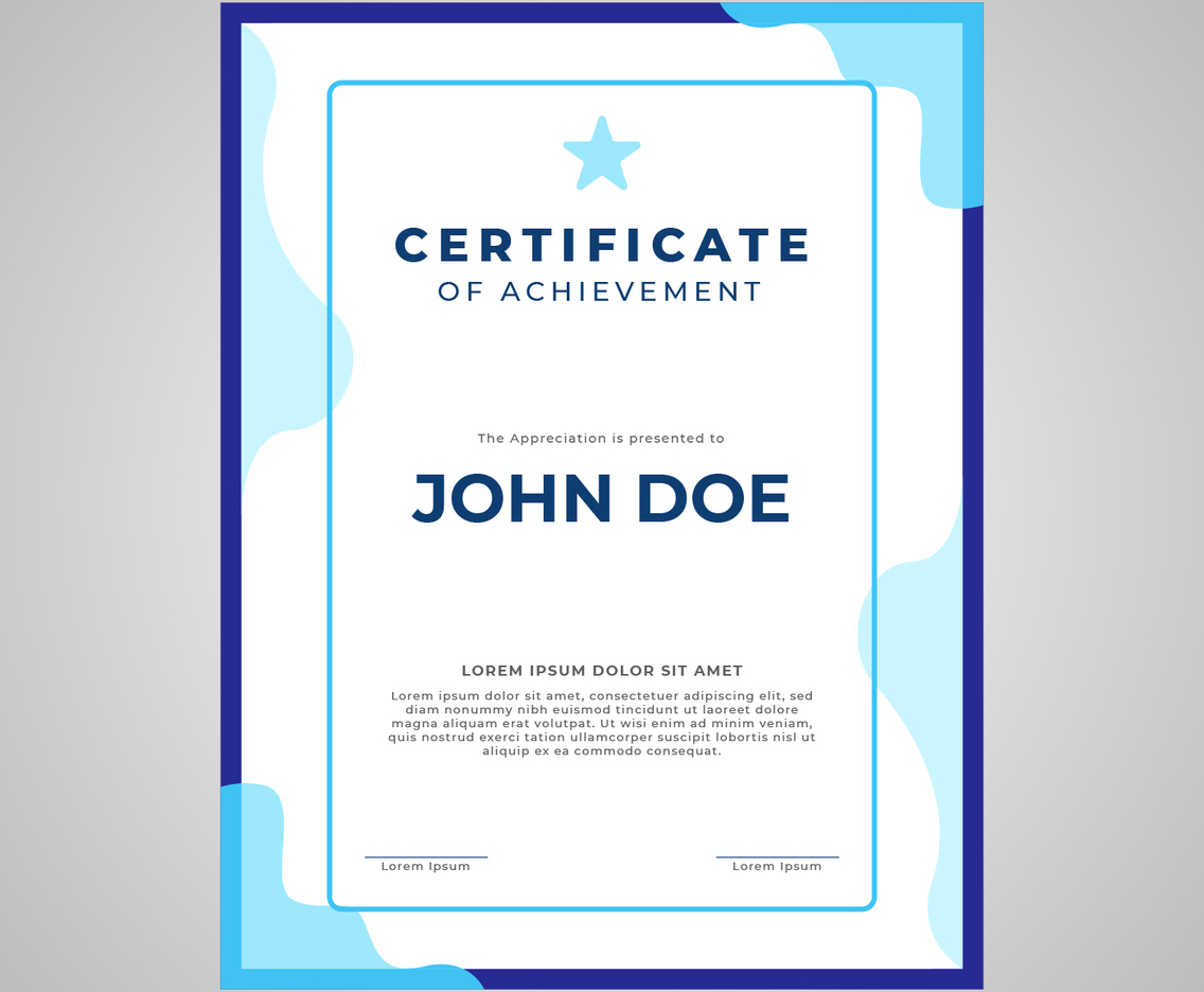 Certificate template portrait layout