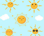 Cute Sun Emoticon Vector